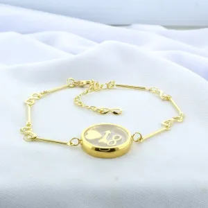 PULSEIRA COM SIMBOLOS DO INFINITO E  MANDALA COM ZIRCONIAS