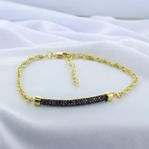 PULSEIRA PLACA COM ZIRC COLOR