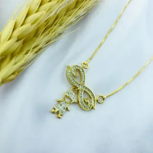 COLAR DE FILHO COM SIMBOLO DO INFINITO CRAVEJADO