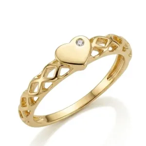 Anel Coração Vazado com Detalhe em Zircônia