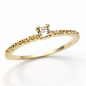 ANEL SOLITÁRIO CRAVEJADO PEDRA REDONDA 3MM