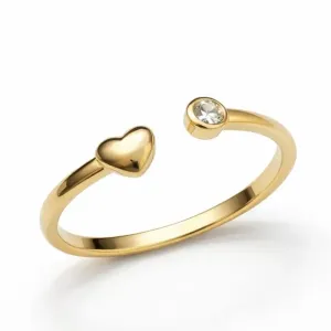 Anel Ajustável Coração e Zircônia