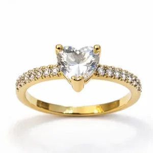 ANEL CORAÇÃO SOLITARIO CRAVEJADO