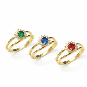 Anel de Formatura com Pedra Colorida e Zircônias