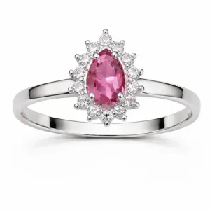 Anel de Formatura em Prata 925 com Pedra Rosa