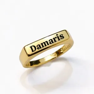 Anel Retangular Personalizado Dourado
