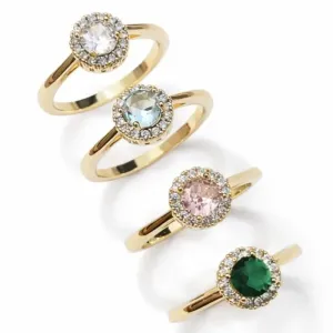 Anel Solitário Colorido com Zircônias