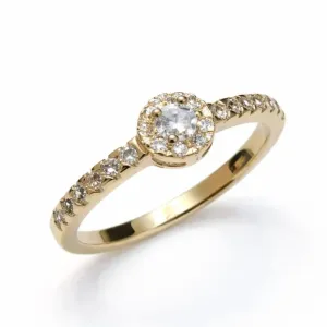 Anel Solitário com Halo de Zircônias