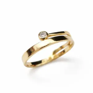 Anel Solitário Duplo Ponto de Luz