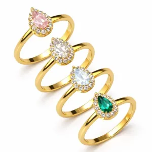 Anel Solitário Gota com Zircônias