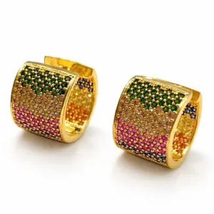 Argola Cravejado Colorido Premium