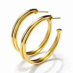 Brinco Argola Clássica Dourada Dupla