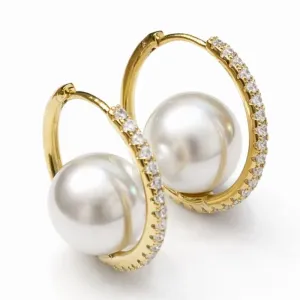 Brinco Argola com Pérola e Zircônias