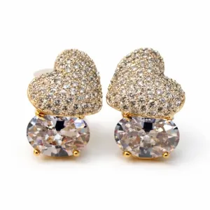 Brinco Coração Cravejado com Zircônia