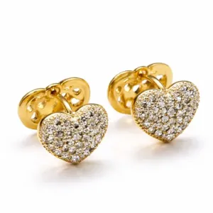 Brinco De Click Coração Cravejado