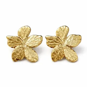 Brinco Flor Texturizada  Dourado