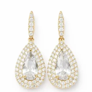 Brinco Gota Cravejado com Zircônias Premium