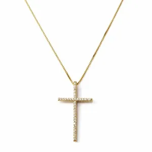 Colar Cruz Cravejada com Zircônias 45 cm