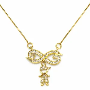 Colar Infinito com Menino Cravejada