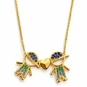 Colar Dois Menino Cravejado