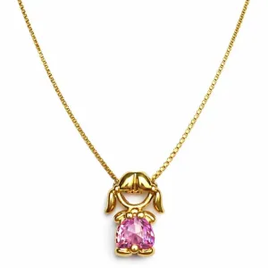 Colar Menina com Coração Rosa