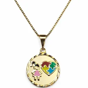 Colar Menina com Símbolo do Autismo