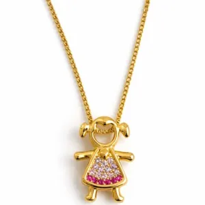 Colar Menina Cravejada Rosa