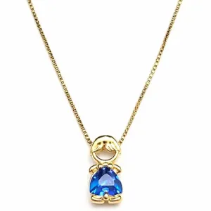 Colar Menino com Coração Azul