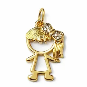 Pingente Filha com Laço Cravejado