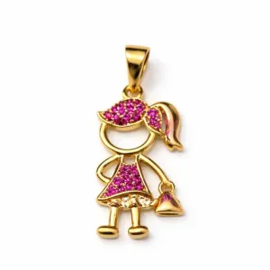 Pingente Filha Cravejado Rosa