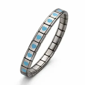 Pulseira Aço com Corações Azuis