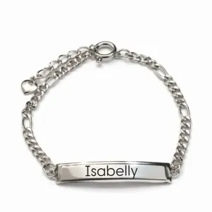 Pulseira Infantil Personalizada com Plaquinha Ródio