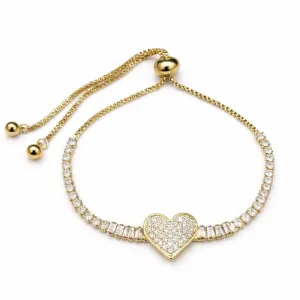 Pulseira Regulável Coração Cravejado