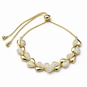 Pulseira Regulável Corações Cravejados