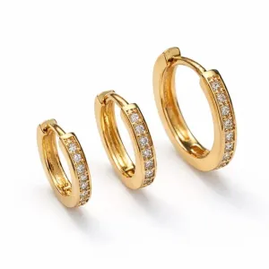 Trio de Argolas Finas com Zircônias