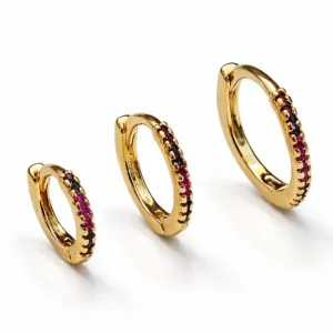 Trio de Argolinhas Coloridas Douradas