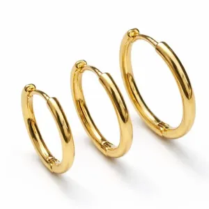 Trio de Argolinhas Lisas Douradas