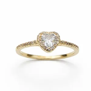 Anel Coração Banhado a Ouro