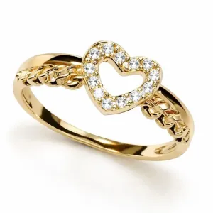 Anel Coração Cravejado com Detalhe Lateral