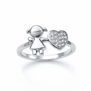 Anel Menina de Falange em Ródio Branco.