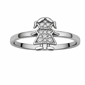 Anel Menina em Ródio com Zircônias.