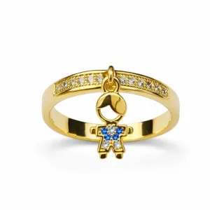 Anel Menino com Zircônias Azuis.