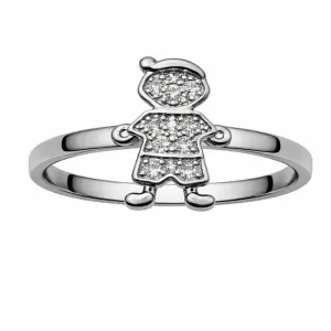 Anel Menino em Ródio com Zircônias.