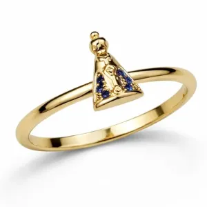 Anel Nossa Senhora Aparecida com Detalhes em Azul