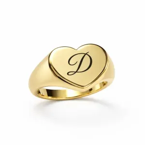Anel Personalizado Coração com Inicial.