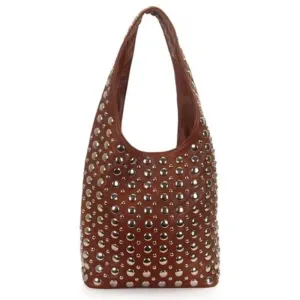 Bolsa Hobo Marrom WJ com Aplicações.