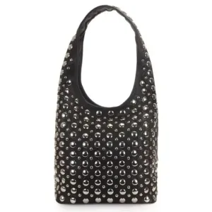 Bolsa Hobo Preta WJ com Aplicações.