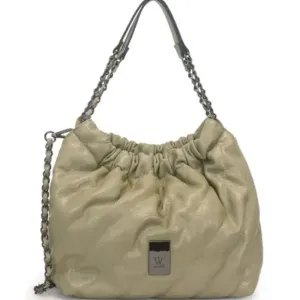 Bolsa Saco Grande Matelassê com Alça Corrente Verde Menta