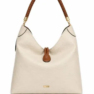 Bolsa Saco Grande WJ Off White com Marrom
