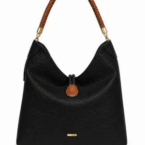 Bolsa Saco Grande WJ Preta com Marrom